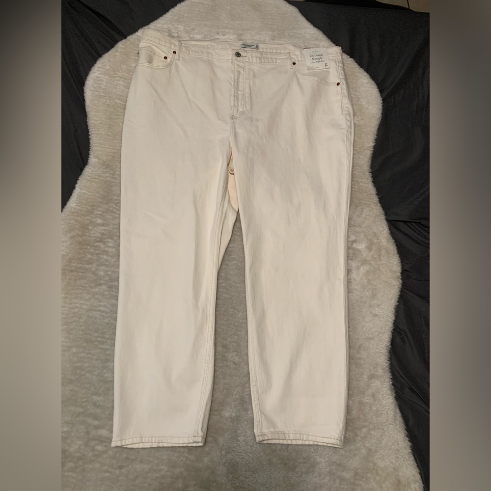 Abercrombie & Fitch Ankle Straight Womens White Ultra High Rise Jeans Sz 24L